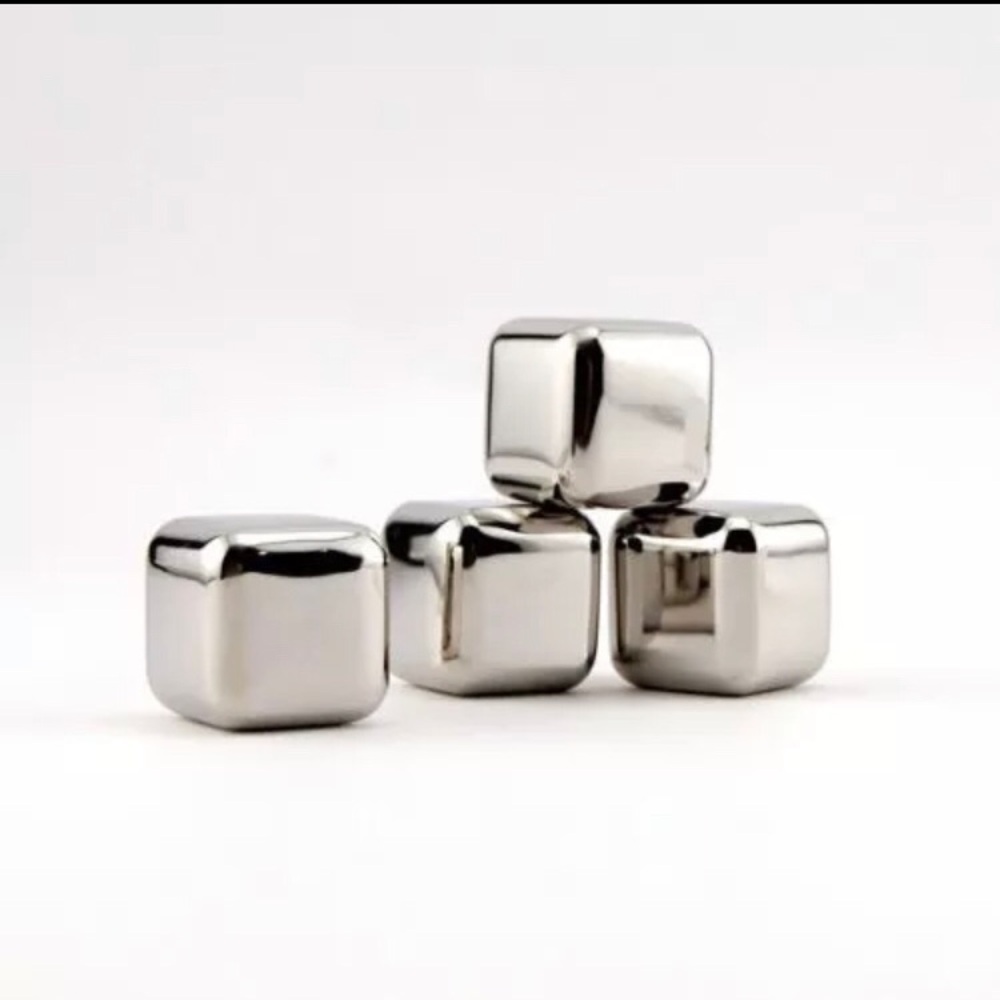 Stainless steel reusable ice cubes, whiskey, wine, liquor- 4/set with container